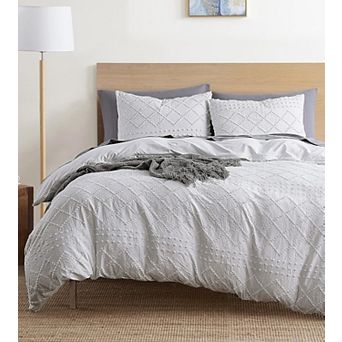 Nestl Bedding Tufted Duvet Cover Set with Quilted Down Alternative Comforter Insert