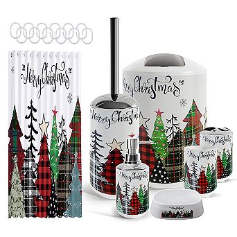 Clara Clark Christmas Bathroom Sets with Shower Curtain and Rugs