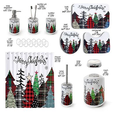 Clara Clark Christmas Bathroom Sets with Shower Curtain and Rugs