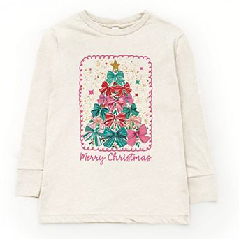 Merry Christmas Bow Tree - Youth Long Sleeve Graphic T-Shirt
