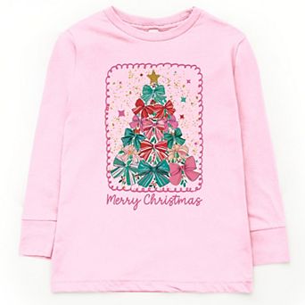 Merry Christmas Bow Tree - Youth Long Sleeve Graphic T-Shirt