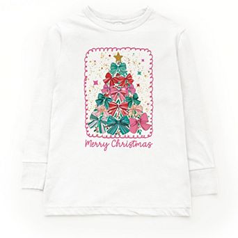 Merry Christmas Bow Tree - Youth Long Sleeve Graphic T-Shirt