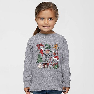 Christmas Vibes Sketched - Toddler Long Sleeve Graphic Tee