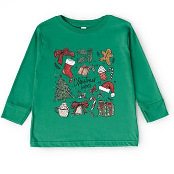 Christmas Vibes Sketched - Toddler Long Sleeve Graphic Tee