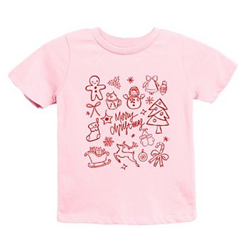 Merry Christmas Sketched Icons - Youth Short Sleeve Graphic T-Shirt