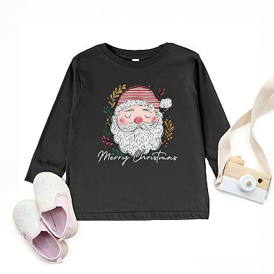 Merry Christmas Santa Stripes - Toddler Long Sleeve Graphic Tee