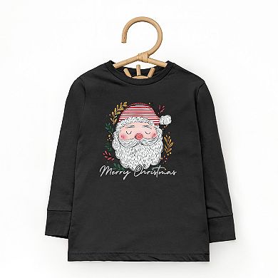 Merry Christmas Santa Stripes - Toddler Long Sleeve Graphic Tee