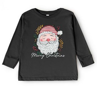 Merry Christmas Santa Stripes - Toddler Long Sleeve Graphic Tee