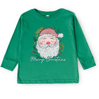 Merry Christmas Santa Stripes - Toddler Long Sleeve Graphic Tee