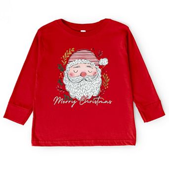 Merry Christmas Santa Stripes - Toddler Long Sleeve Graphic Tee