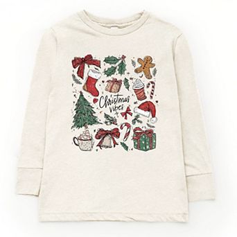 Christmas Vibes Sketched - Youth Long Sleeve Graphic T-Shirt