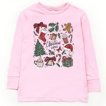 Christmas Vibes Sketched - Youth Long Sleeve Graphic T-Shirt