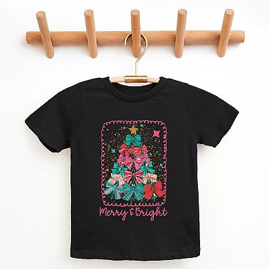 Merry & Bright Bow Tree - Youth Short Sleeve Graphic T-Shirt