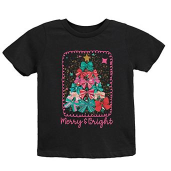 Merry & Bright Bow Tree - Youth Short Sleeve Graphic T-Shirt