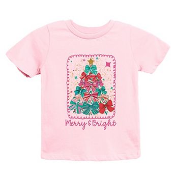 Merry & Bright Bow Tree - Youth Short Sleeve Graphic T-Shirt