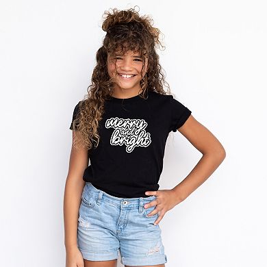Merry & Bright Outline Puff - Youth Short Sleeve Graphic T-Shirt