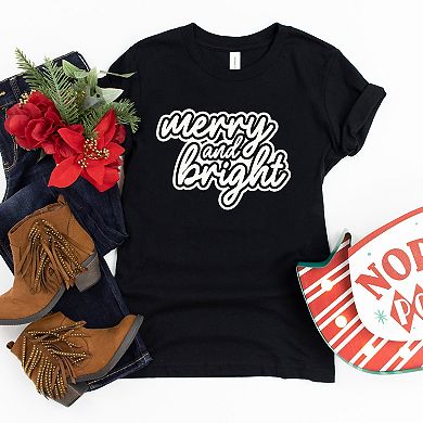 Merry & Bright Outline Puff - Youth Short Sleeve Graphic T-Shirt