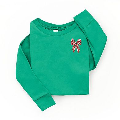 Christmas Bow Quilted Print - Toddler Long Sleeve Graphic Tee