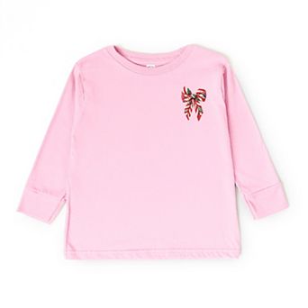 Christmas Bow Quilted Print - Toddler Long Sleeve Graphic Tee