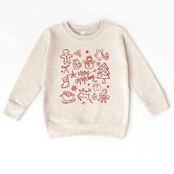 Merry Christmas Sketched Icons - Toddler Graphic Sweatshirt