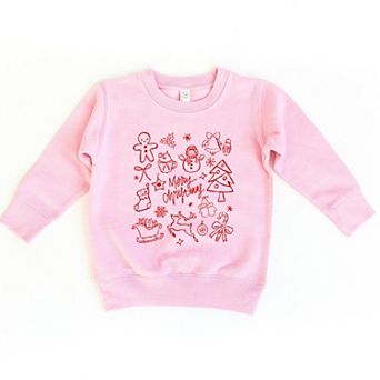 Merry Christmas Sketched Icons - Toddler Graphic Sweatshirt