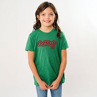 Merry Outline Puff - Youth Short Sleeve Graphic T-Shirt