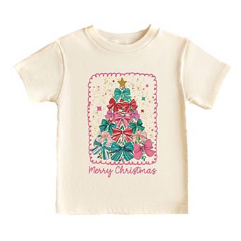 Merry Christmas Bow Tree - Toddler Short Sleeve Graphic T-Shirt