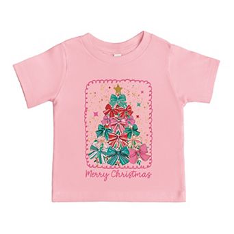Merry Christmas Bow Tree - Toddler Short Sleeve Graphic T-Shirt