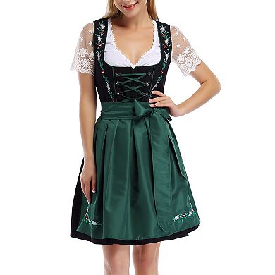 Women's Oktoberfest Dirndl Set: Embroidered Dress with Matching Apron Beer Festival Cosplay Parties