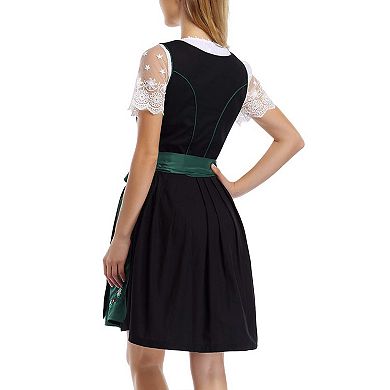 Women's Oktoberfest Dirndl Set: Embroidered Dress with Matching Apron Beer Festival Cosplay Parties