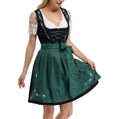 Women's Oktoberfest Dirndl Set: Embroidered Dress with Matching Apron Beer Festival Cosplay Parties