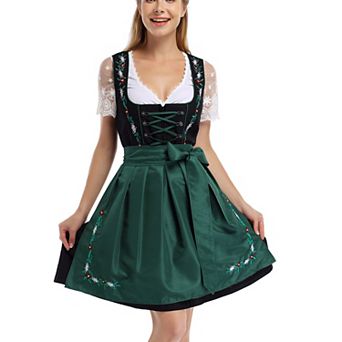 Women's Oktoberfest Dirndl Set: Embroidered Dress with Matching Apron Beer Festival Cosplay Parties