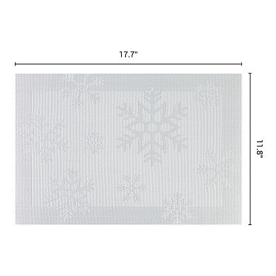 Fall Placemats Set of 6 Kitchen Placemats, Washable Table Mat with Snowflake Pattern 17.7*11.8 inch