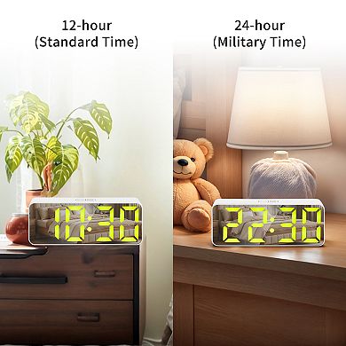 Alarm Clock with Voice Control - 3-Level Brightness, Three Alarms, Snooze Function 5.5"x1.2"x2.2"