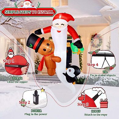 8 FT Hanging Christmas Inflatable Santa Outdoor Decoration