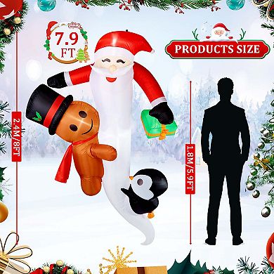 8 FT Hanging Christmas Inflatable Santa Outdoor Decoration