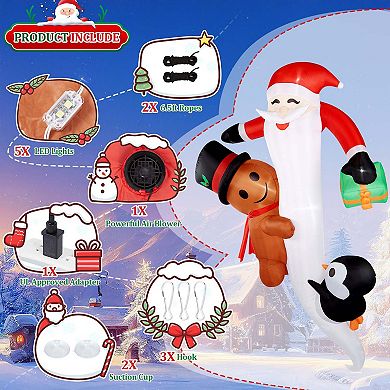 8 FT Hanging Christmas Inflatable Santa Outdoor Decoration
