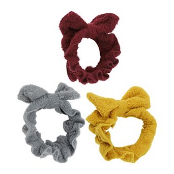 3 pc Fashion Plush Wide Side Knot Bow Headwraps for Women 7.28"x3.15"