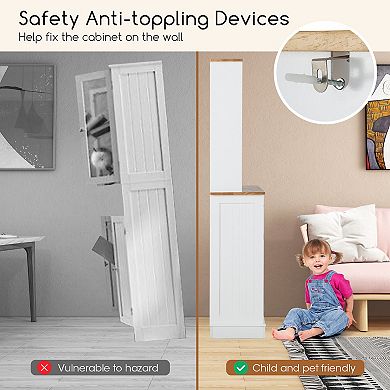 Freestanding Storage Cabinet Tilt Out Trash Cabinet With Hutch