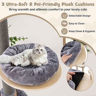 Floor to Ceiling Cat Tree with 93 Inch-107 Inch Adjustable Height