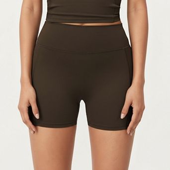 Women's High Waist Active Shorts with Smooth Stretch Fabric and Supportive Contoured Waistband