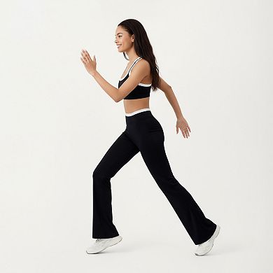 Women's High Waist Flare Leg Active Pants with Wide Supportive Waistband