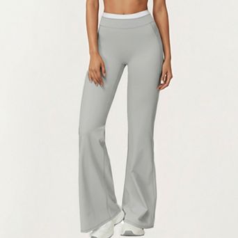 Women's High Waist Flare Leg Active Pants with Wide Supportive Waistband