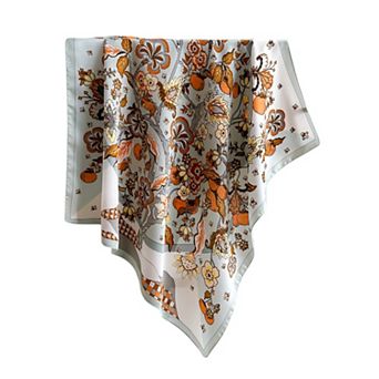 Women's Floral Print Satin Scarf with Elegant Design 27.5×27.5 Inches