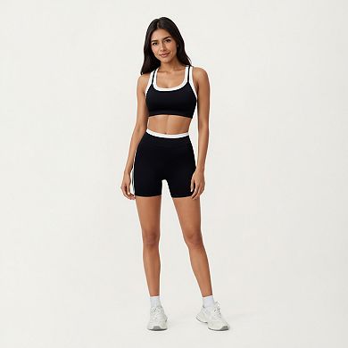 Women's High Waist Compression Bike Shorts with Wide Supportive Waistband and Smooth Contoured Fit