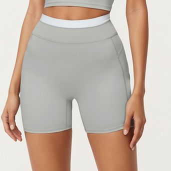 Women's High Waist Compression Bike Shorts with Wide Supportive Waistband and Smooth Contoured Fit