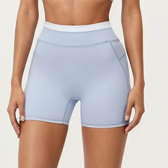 Women's High Waist Compression Bike Shorts with Wide Supportive Waistband and Smooth Contoured Fit