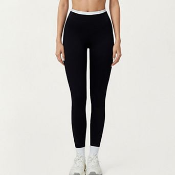 Women's High Waist Compression Leggings with Wide Supportive Waistband and Sleek Contoured Fit