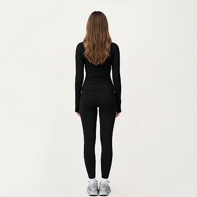 Women's Long Sleeve Active Jacket with Front Zip Closure Smooth Stretch Fabric