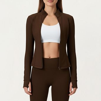 Women's Long Sleeve Active Jacket with Front Zip Closure Smooth Stretch Fabric